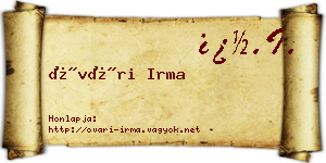 Óvári Irma névjegykártya